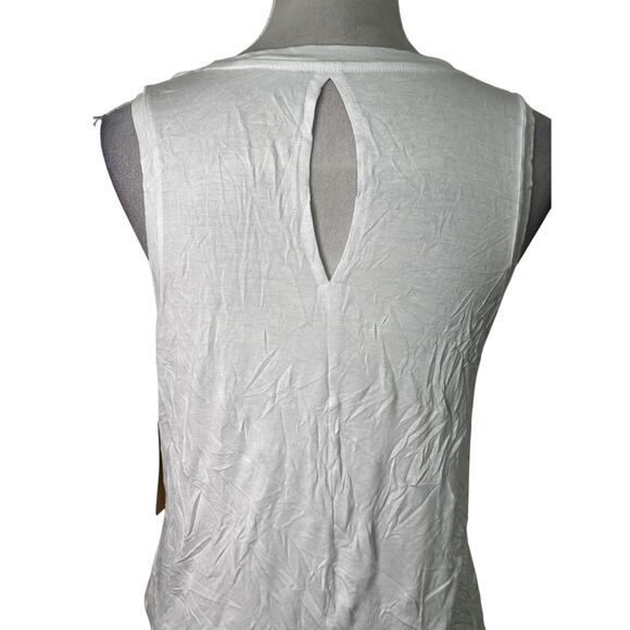 Halogen Sleeveless Tank Top Crew Neck Keyhole Back Sleeveless White Medium NWT - Picture 6 of 10